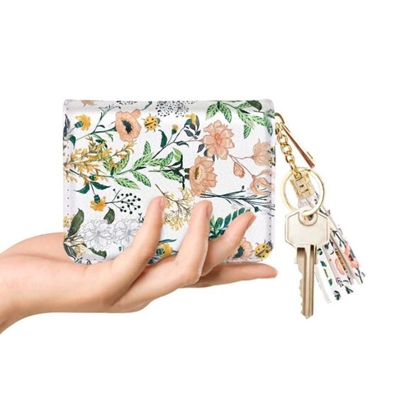 White Floral Leather Compact Wallet - Picture 4 of 4